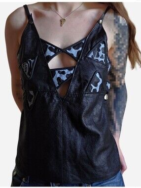 WLAD genuine leather cut out top